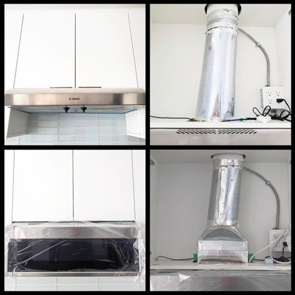 Replacing over the range microwave with range hood outlet
